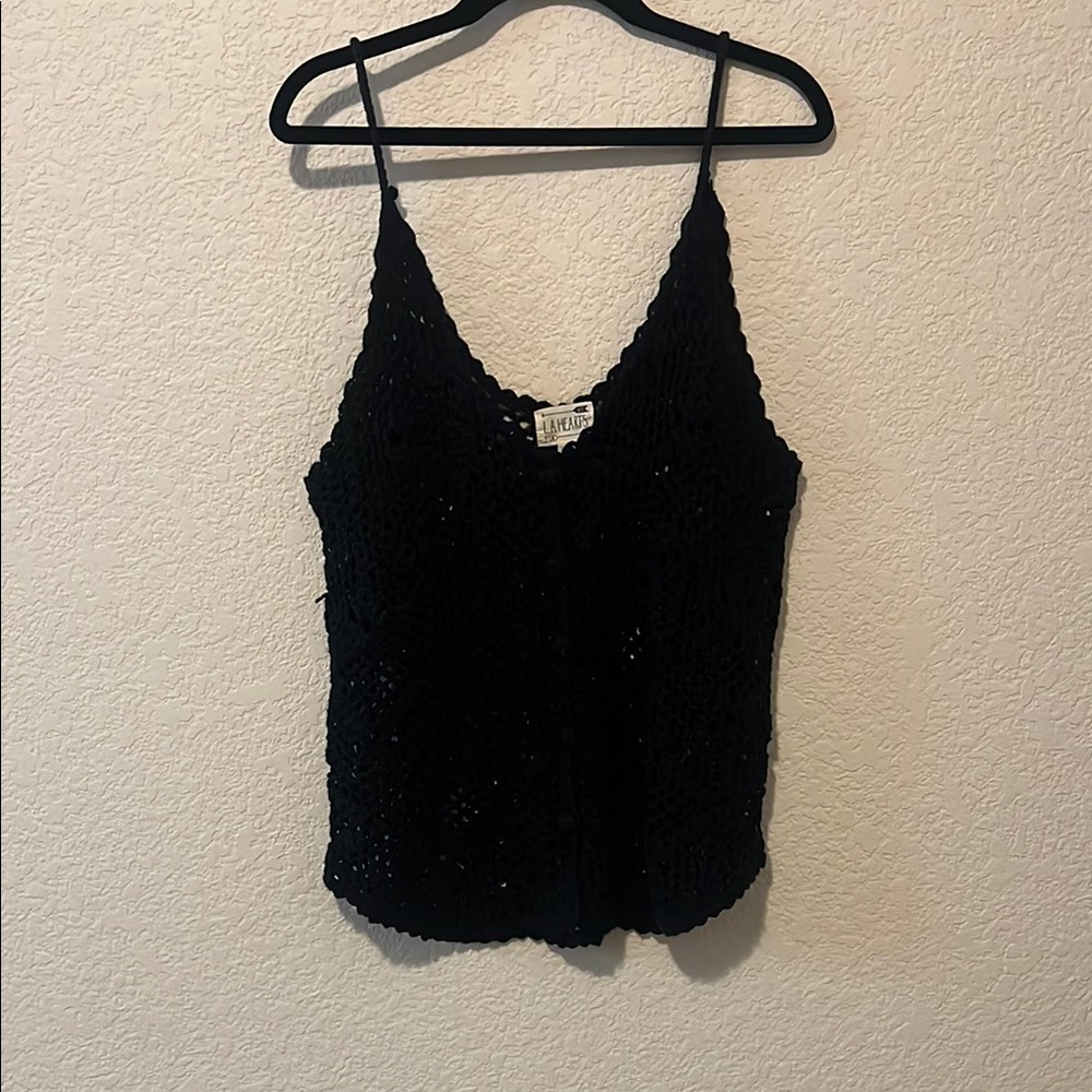 Black Crochet Tank Top